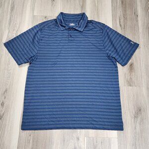 Under Armour Polo Men's Large Navy Stripe Heatgear Short Sleeve